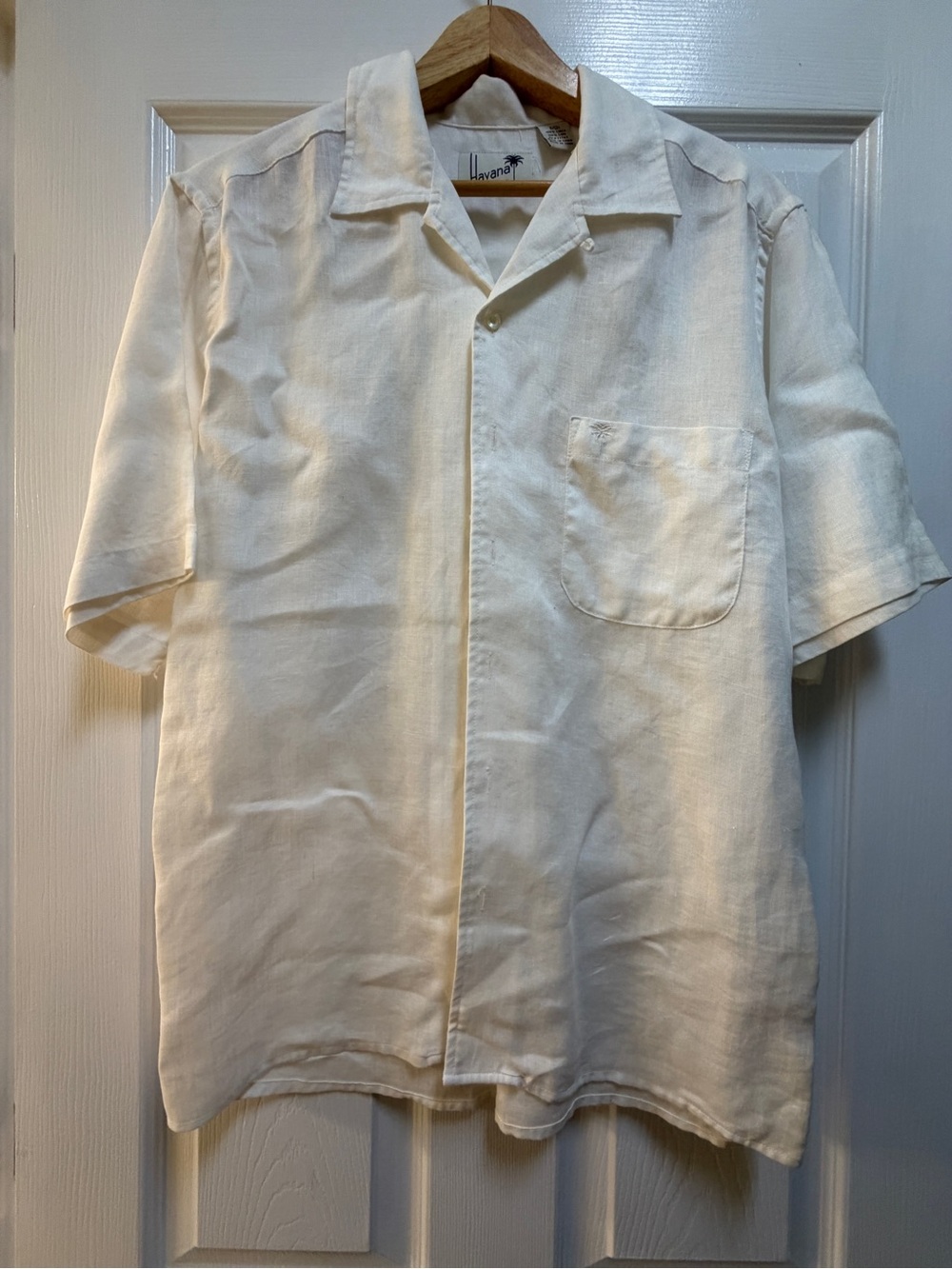 Havana Shirt Company – Short Sleeve Linen Shirt, Off-White/Cream, Size Small